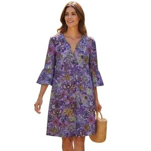 Jude Connally Kerry Dress purple floral jude cloth sz small botanic floral lily